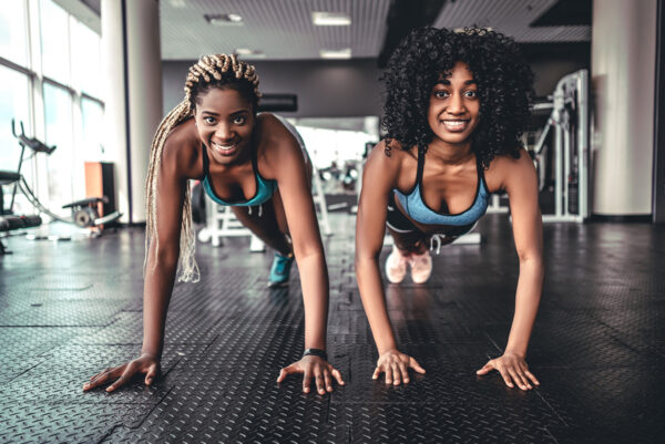 2 women working out